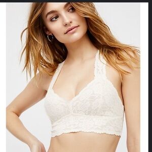 Free People Intimately Cream Lace Racerback Bralette Size Small